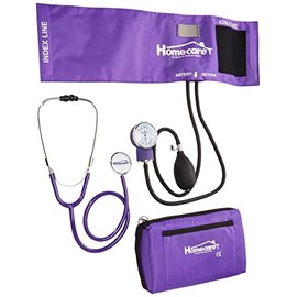 Homecare | Kit de Baunómetro con Estetoscopio profesional Simplex, Para monitorear la presión arterial, Para médicos, estudiantes y enfermeras, Incluye estuche y llave para calibrar, Color morado..