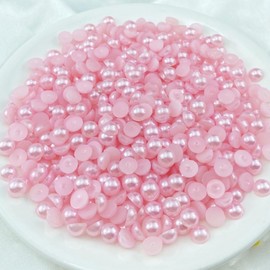 LIMAOLLY 700pcs 8mm Flatback Half Pearls Round Crafts Beads for Jewelry Making DIY Scrapbook Shoes Clothes Cup Nail Art Decoration(Light Pink)