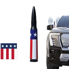 FUTAIHE Bullet Short Antenna Replacement for Dodge Ram & Ford F150 F250 F350 Super Duty Ford Raptor Bronco Trucks Radio Antenna (American Flag)