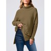 ANRABESS Women's Oversized Turtleneck Batwing Sleeve Spilt Casual Loose Knit