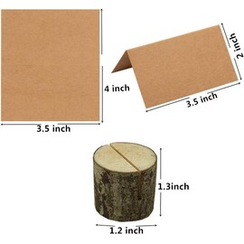 Wood Place Card Holders 15 Table Numbers Holders with 25 Kraft Table Place Cards Table Name Card Holder Memo Note Card for Party Wedding Anniversary