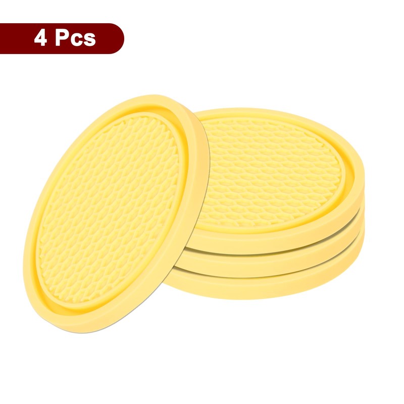 sourcing map 4pcs Car Cup Coasters Universal PVC Car Cup