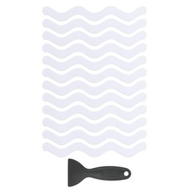 PATIKIL 12 Pcs Non Slip Bathtub Stickers, Anti Slip Shower Stickers with Scraper Bathroom Shower Floor Decals S-Shape Shape Cute Treads Tubs, White