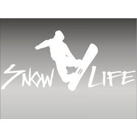 Snow Life Snowboard / WHITE / 8" Extreme Sports Vinyl Vehicle Graphic Decal Sticker