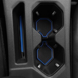 for Jetta Accessories 2026 2025 2024-2019 Cup Holder Protector Inserts Liners Mat Pad Anti Dust Coasters Non-Slip Mat Car Interior Decoration (Blue Trim,4pcs/Set)
