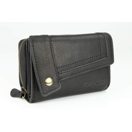 High-quality vintage leather women's purse, thick and compact wallet made of soft leather with RFID - 14.5 x 10 x 5 cm (W x H x D), black, Vintage