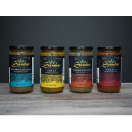 SAMBAR KITCHEN | Sample 4-Pack - Tomato, Lemon, Mango-Coconut and Pineapple Coconut - 12oz-Vegan
