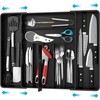 Simple Houseware Expandable Kitchen Drawer Flatware Organizer, Black – Adjustable