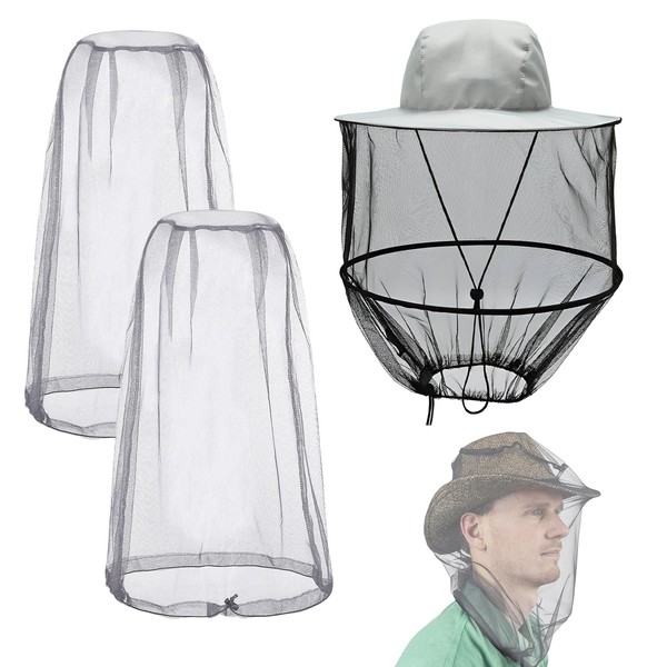 JINXIAN Pack of 3 Mosquito Net Head Beekeeping Hat with