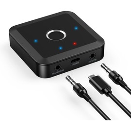 Brifit Bluetooth 5.2 Transmitter Empfänger, aptX HD & Low Latency Bluetooth Audio Adapter, Dual Verbindung, 3,5mm AUX Sender Empfänger für Stereoanlage Lautsprecher Flugzeug MP3, 10 Stunden Spielzeit