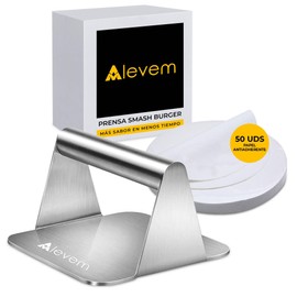 Alevem Smash Burger Smasher Stainless Steel 304 | Burger Crusher Includes Non-Stick Hamburger Paper 50 Pcs | Burger Press Smash and Cook in 3 Minutes