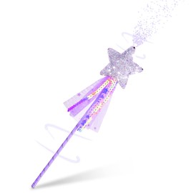 Chalyna Fairy Wand Christmas Magic Princess Wand Glitter Star Wand Costume Fairy Party Glitter Wand Sticks Accessories for Birthday Wedding Cosplay Toy (Purple)
