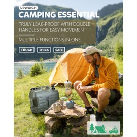 UPWOIGH Camping Water Container, 8.2 Gallon Water Jug(17.2x14.6x9.9 in), Truly No Leakage Water Storage, Big Green Water Tank,BPA Free Portable Emergency Water Storage for Camping, Hiking,Hurricane