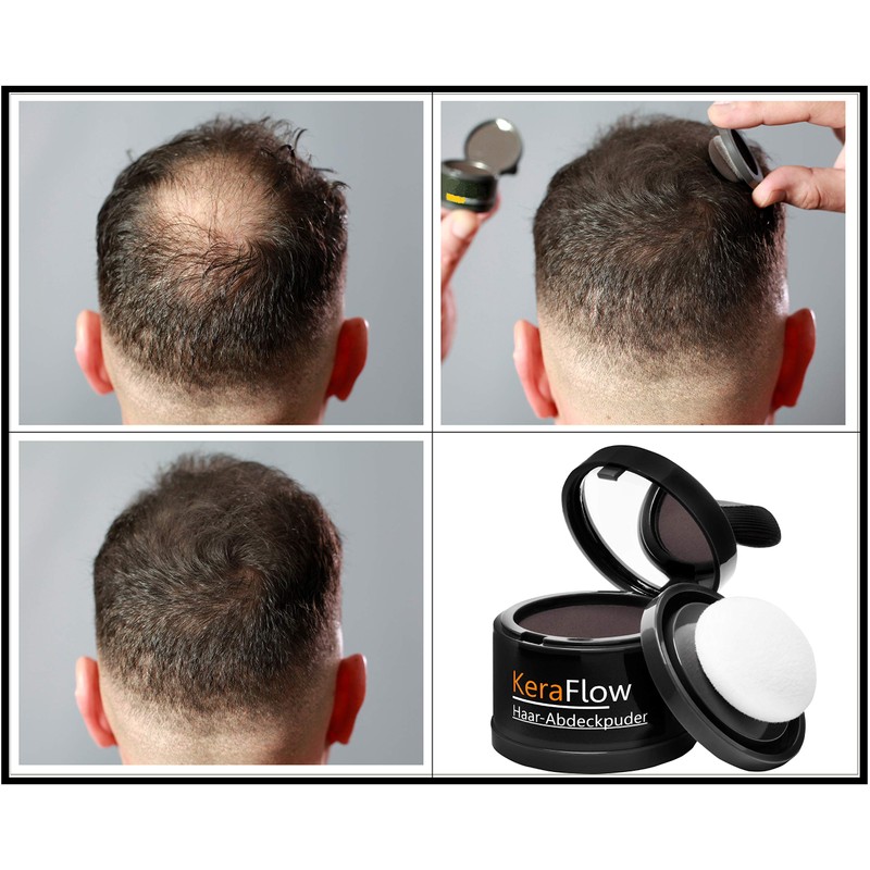 KeraFlow Ansatzpuder, Haar MakeâUp zur Haarverdichter, Haarpulver zum Kaschieren von