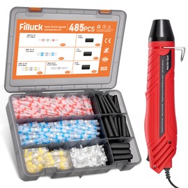 FILLUCK 485PCS Solder Seal Wire Connectors with Heat Gun Kit, 3-in-1 Wire Stripper Waterproof Marine Grade Heat Shrink Electrical Butt Terminal Assortment for Automotive, Boat, Home Wiring Repair