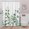 Yeele Green Shower Curtain, Plant Shower Curtain Teal Leaves Shower
