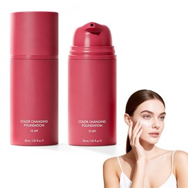 Base de Maquillaje que Cambia de Color, Maquillaje Coreano Alta Cobertura, Korean Makeup, Hidratante Ligera Ajuste Perfecto Acabado Natural Portátil (1pc)