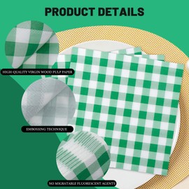 40 Stück Gingham Servietten, 33x33cm Karierte Cocktailservietten Einweg-Papierservietten Getränkeservietten für Restaurant Bar Picknick Geburtstag Hochzeitstag Dekorationen (Rot)