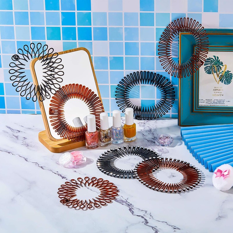 14 diademas elásticas circulares completas, de plástico, flexibles, con peine