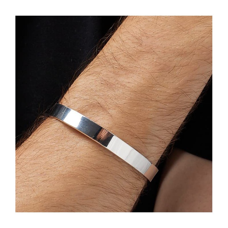 Treasure Bay Men's Solid 925 Sterling Silver Bangle Bracelet -