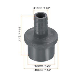 PATIKIL UPVC Reducer Pipe Fitting 32mm OD 16mm Barbed, 2 Pack Straight Coupling Adapter Connector, Grey