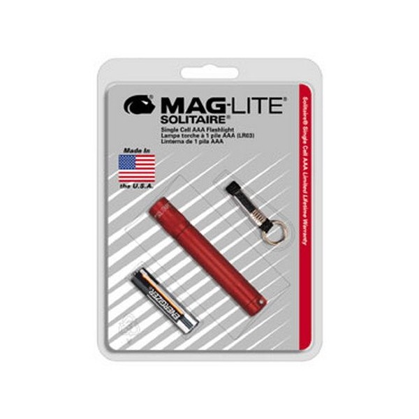 Solitare Mini Mag Flashlight Aluminum 1 Aaa Cell Red