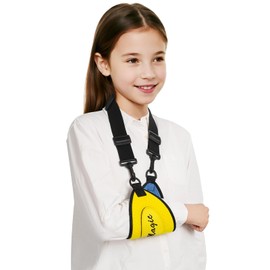 GAOUREL Kids Arm Sling, Lightweight, Breathable and Adjustable Shoulder Immobilizer - Suitable for Boys and Girls with Arm, Shoulder, Elbow, Wrist Injuries - Both Left and Right Hand Compatible(yellow,M)