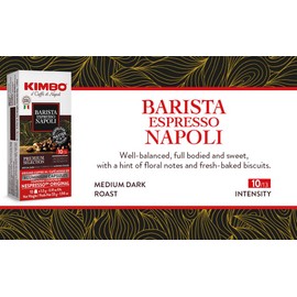 Kimbo Barista Napoli Espresso Aluminium Capsules, Nespresso Compatible | Smooth & Rich Italian Espresso | Medium Dark Roast, 100 Count