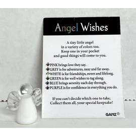 Ganz TINY Glass "ANGEL WISHES" Figurine "WHITE for Friendship"" +Card 3/4"H