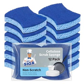 MR.SIGA Esponja Exfoliante de celulosa antiarañazos para Cocina, Doble Cara, 12 Unidades