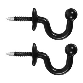 Kichvoe 2Pcs Black Curtain Tiebacks Wall Hooks - Zinc Alloy Decorative Holdbacks for Drapes, Coats, Wall Hangings - Easy Installation