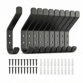 Kysren Black Coat Hooks Wall Mounted - Decorative Aluminum Hooks with Two-Way Hanging, Ideal for Entryway Bathroom Towel Organization, 10 Pack