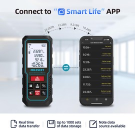 MILESEEY Laser Measurement Tool, ±2mm Accuracy Laser Measure with Digital Angle Level, Laser Tape Measure with Phone App, Record Data and Make Your own Sketch Support Hand-Drawn Plan/Draw on Picture