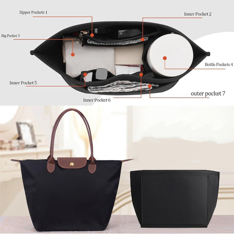 Handbag Organiser, Wallet Organiser for Longchamp, Felt Bag Organiser with