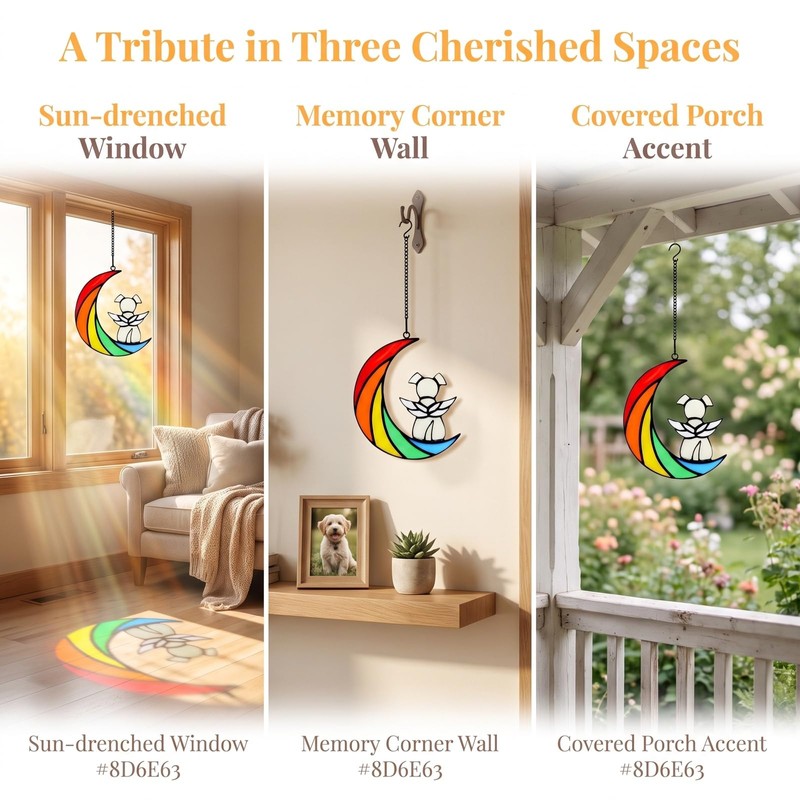 Elovara Acrylic Dog Memorial Suncatcher Window Hanging, Pet Loss Gifts