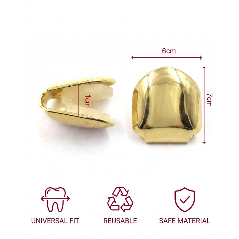 LEPJOS Grillz Teeth 2 Pack - Universal Gold Grillz with