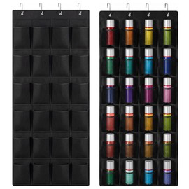 Wenqik 2 Pcs Spray Can Holder 24 Slot Hanging Aerosol Can Organizer Black Wall Mounted Spray Paint Cans Holder Garage Storage Rack with Hooks for Paint Bottles Craft Workshop Organization