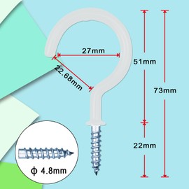 BOUBONI 18PCS Metal Ceiling Hooks 2 Inch Heavy-Duty Multipurpose Screw-in Wall Hooks for Hanging Plants Cups Kitchen Utensils, White