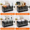 Extra Large Black Wood Utensil Holder Organizer Farmhouse Kitchen Decor