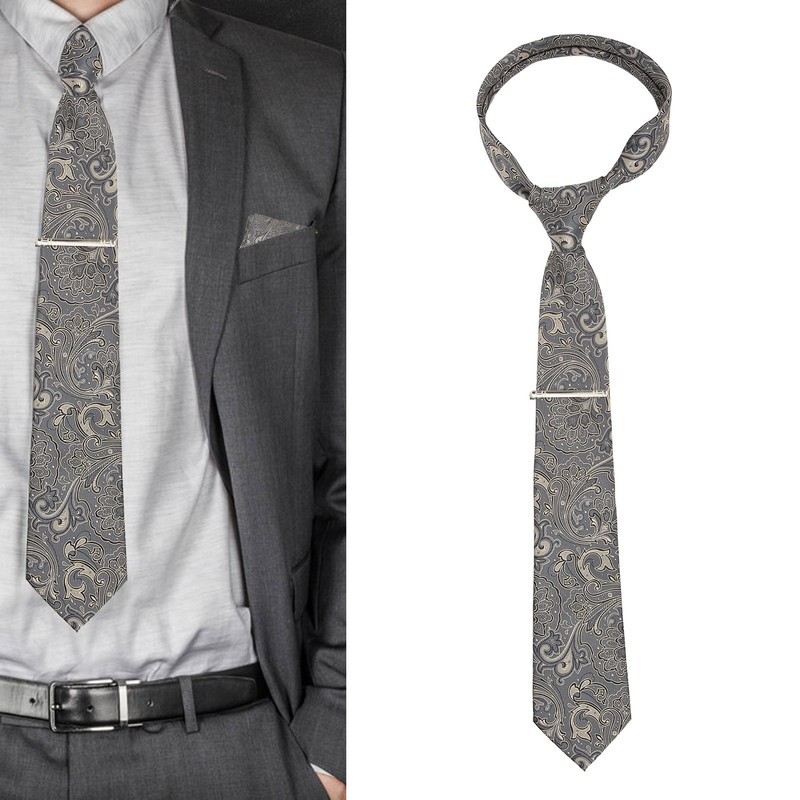 6pcs Paisley Ties Set Casual Business Style Polyester Yarn Paisley