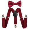 SEVENHEAD Wine Red Child Kids Suspenders Bowtie Set Adjustable Suspender