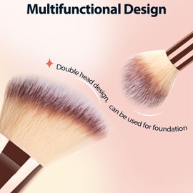 2Pack Dual-ended Makeup Brushes for Contouring, Blending, and Bronzing - Angled Foundation Brush and Concealer Brush - Premium Luxe Hair for Flawless Application of Liquid, Cream, and Powder Makeup - Ideal for Blush and Bronzer
