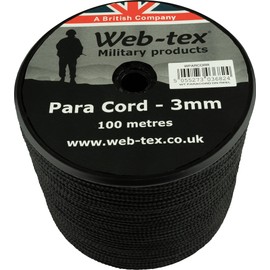 Web-tex Paracord Reel Roll 100m x 3mm Black