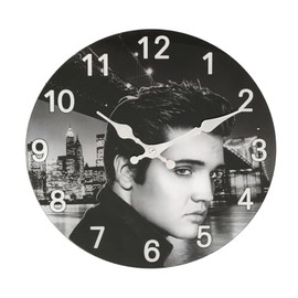 Beyond Happy Elvis Presley Retro Music Legend Portrait Glass Clock (30cm Diameter), Portrait Clock, Wall Clock, Legend Clock