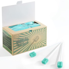 New Qyoswab Anti-Penetration Gum-Protective Mouth Swabs for Elderly, Gum Cleaning, Anti-slip Rod Extra Length. Higher Density Sponge Non-Detaching Sponge. Individually Wrapped 50 Counts (Unflavored)