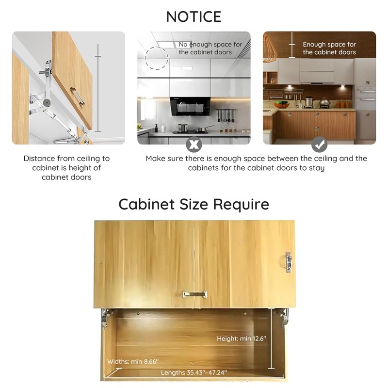 HOWHY Cabinet Door Hinges Set,Vertical Swing Lift Up Stay Pneumatic