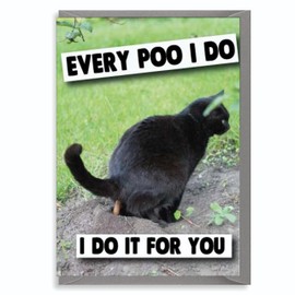Cat Birthday Card Funny Cat Every poo I do I do it for you Funny Birthday Card For Her For Him PET16