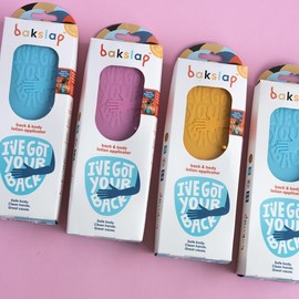 Bakslap – 2-in-1 Combo - Body Lotion Applicator (Pink) & Replacement Sponge Pads (3 Pack) - Extendable Long Handle for Self Back & Body Application – Reusable Sponges - Men & Women