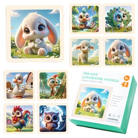 KHDULQ Pack of 8 Wooden Puzzles Children, Children's Puzzle Animals Puzzle from 2-5 Years 8 x 6 Pieces Frame Puzzle Children from 3 Toys Montessori Preschool Educational Toy Gifts (Animal)