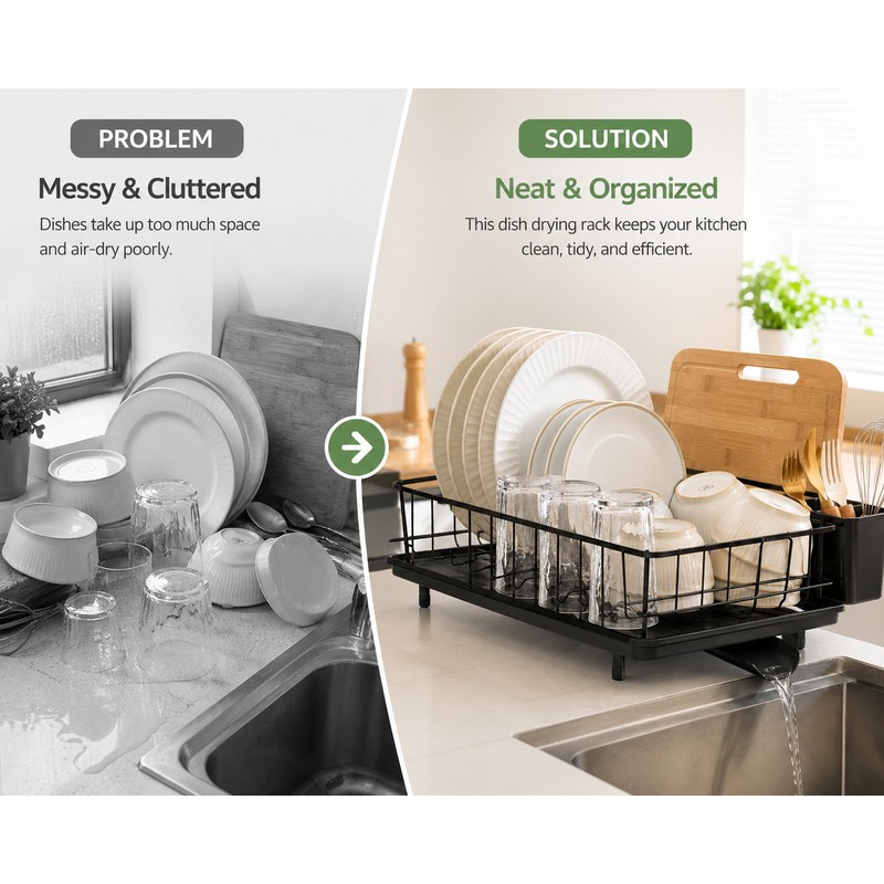 304 Stainless Steel Dish Drying Rack with 360° Rotating Drain